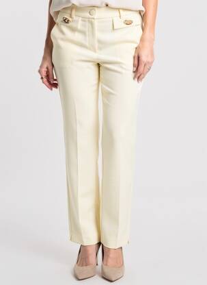 Pantalon droit tissage popeline taille normale jaune LESLIE femme