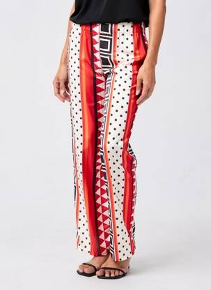 Pantalon droit taille élastique taille normale orange ELEONORA AMADEI femme