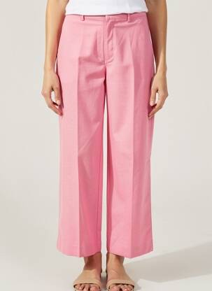 Pantalon droit fermeture zippée sous rabat avec crochet taille normale rose LOLA CASADEMUNT femme