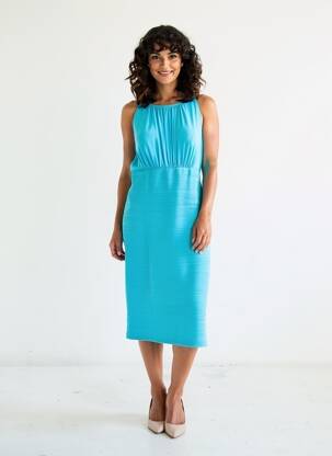 Robe mi-longue sans manche sans manche bleu PAUL BRIAL femme