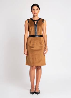 Robe mi-longue sans manche sans manche marron PAUL BRIAL femme