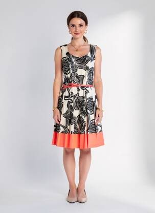 Robe mi-longue imprimé fleurs sans manche noir PAUL BRIAL femme