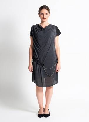 Robe courte manches courtes manches courtes gris AKELA KEY femme
