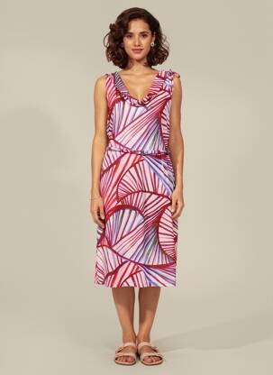 Robe mi-longue sans manche sans manche rose ANDAMIO femme