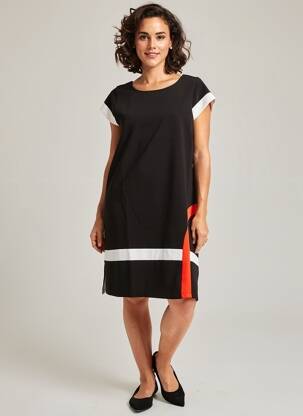 Robe courte manches courtes manches courtes noir DOUBLE JEU femme
