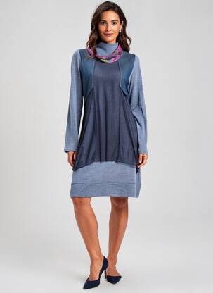 Robe mi-longue manches longues manches longues bleu ALICE ET BARNABE femme