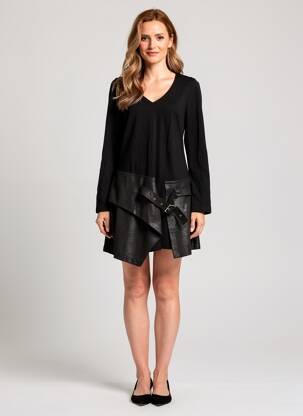 Robe courte manches longues manches longues noir LAUREN VIDAL femme