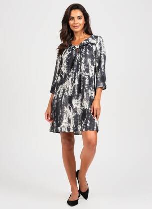 Robe courte manches 3/4 manches 3/4 noir SUN LIGHT femme