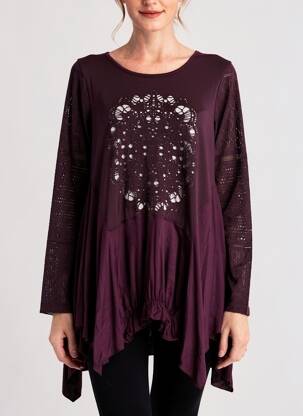 Tunique manches longues col rond violet SUN LIGHT femme
