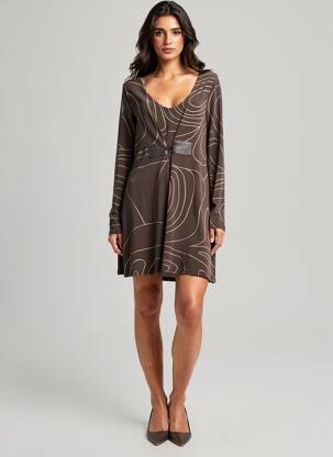 Robe courte manches longues manches longues gris LAUREN VIDAL femme