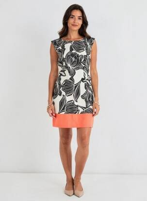 Robe courte imprimé fleurs manches courtes noir PAUL BRIAL femme