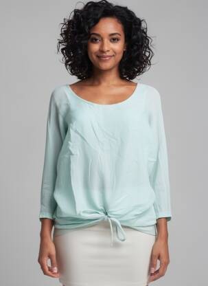 Top col rond manches longues vert POUSSIERE D'ETOLE femme