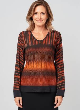 Top stretch manches longues orange VANGO femme