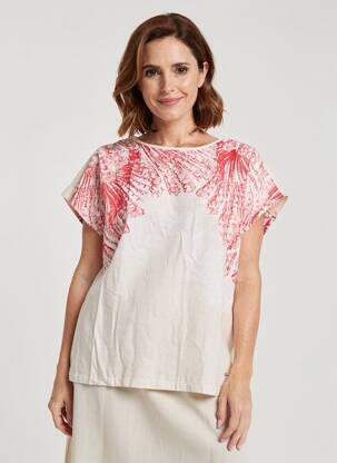 Top imprimé fantaisie manches courtes rose OLSEN femme
