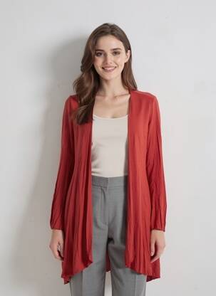 Veste casual manches longues rouge BE FUN femme