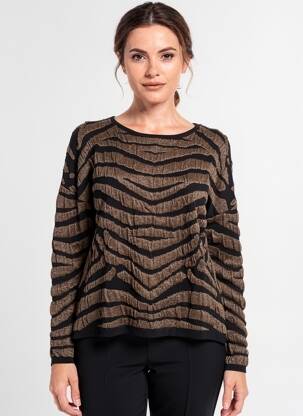 Pull coupe cintrée manches longues marron PAUL BRIAL femme