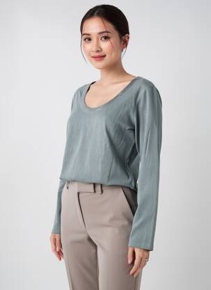 Top stretch manches longues gris PAUL BRIAL femme