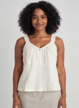 Top coupe cintrée sans manche beige ALICE ET BARNABE femme