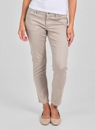 Pantalon slim tissage popeline taille normale gris LAUREN VIDAL femme