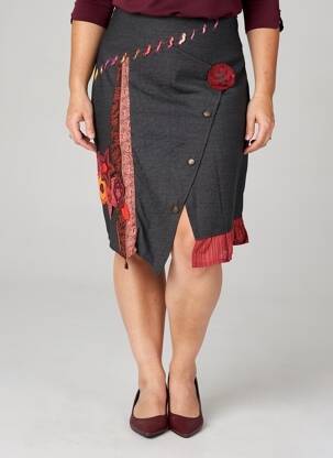 Jupe mi-longue stretch gris ALL BEAUTIFUL femme