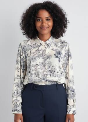 Chemisier imprimé fantaisie manches longues beige SOYACONCEPT femme
