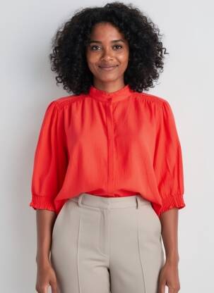 Chemisier coupe droite manches 3/4 rouge SOYACONCEPT femme