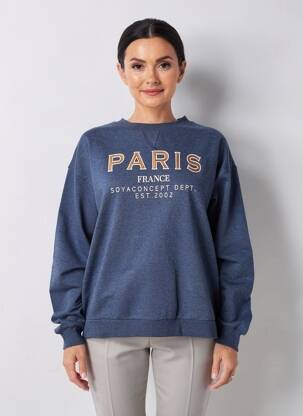 Sweat-shirt broderie manches longues bleu SOYACONCEPT femme