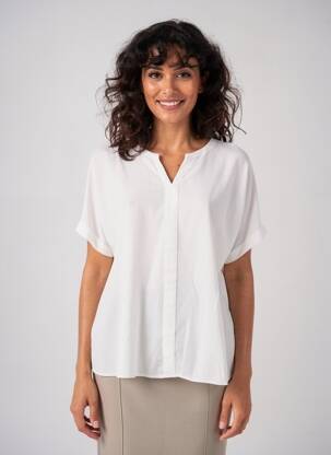 Blouse tissage popeline manches courtes blanc SOYACONCEPT femme