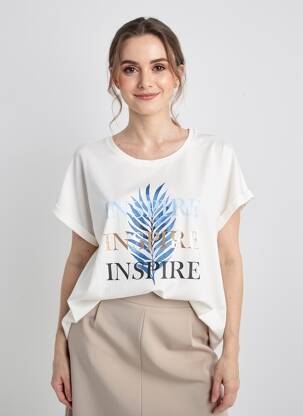 T-shirt sérigraphie floquée manches courtes blanc SOYACONCEPT femme