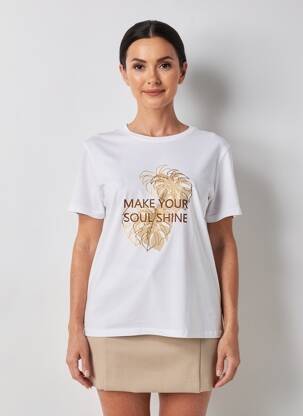 T-shirt sérigraphie floquée manches courtes blanc SOYACONCEPT femme