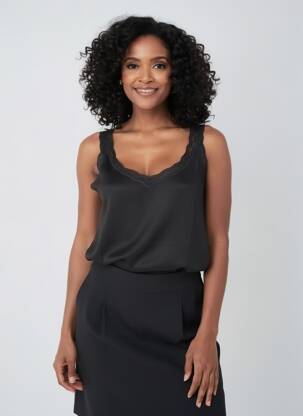Débardeur col v sans manche noir SOYACONCEPT femme