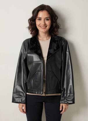 Veste simili cuir poches noir PAUL BRIAL femme