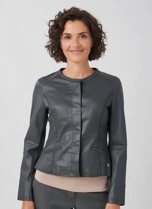Veste simili cuir finition intérieure doublure imprimée noir JOCAVI femme
