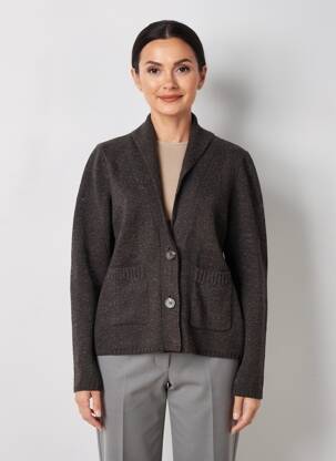 Gilet manches longues col châle marron YERSE femme