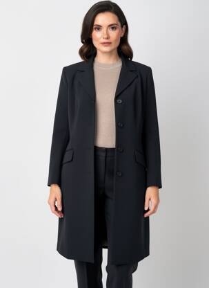 Manteau long coupe cintrée sans capuche noir ENTRACTE femme