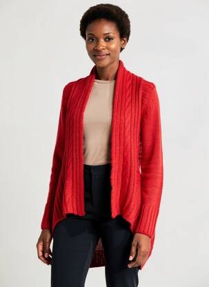 Gilet manches longues col châle rouge YERSE femme