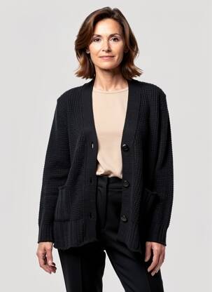 Gilet manches longues resserrée sur le bas noir RODAM femme