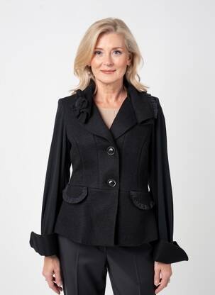 Veste casual col tailleur noir FINETTE femme