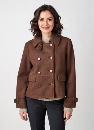 Manteau court coupe droite sans capuche marron PAUL BRIAL femme