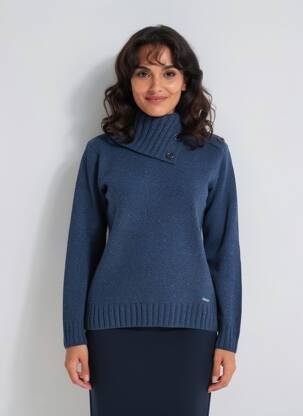 Pull tissage chiné manches longues bleu ARMOR LUX femme