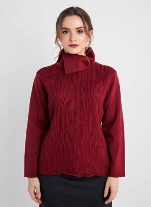 Pull coupe cintrée manches longues rouge UGO LUCCA femme