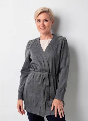 Gilet manches longues stretch gris JOCAVI femme