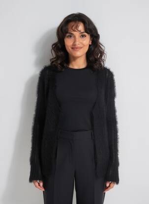 Veste casual fermeture boutonnée sur le devant noir MD'M femme