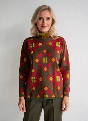 Pull col roulé coupe droite manches longues rouge FINETTE femme