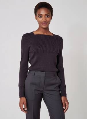 Pull coupe cintrée manches longues violet MONTAGUT femme