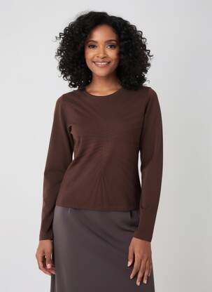 Top stretch manches longues marron MONTAGUT femme
