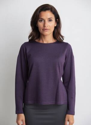 Pull tissage chiné manches longues violet MONTAGUT femme