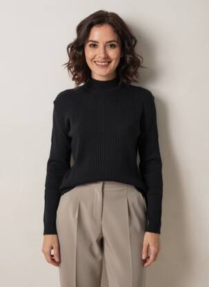 Pull stretch manches longues noir MONTAGUT femme