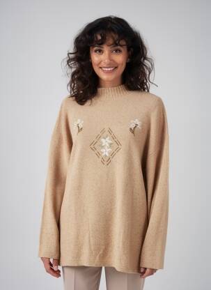 Pull tunique stretch manches longues beige MONTAGUT femme