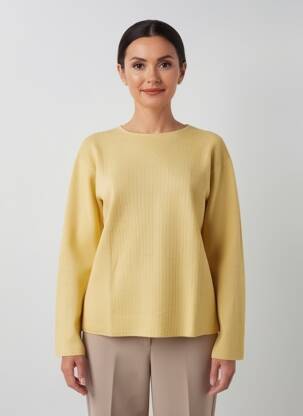 Pull coupe droite manches longues jaune MONTAGUT femme